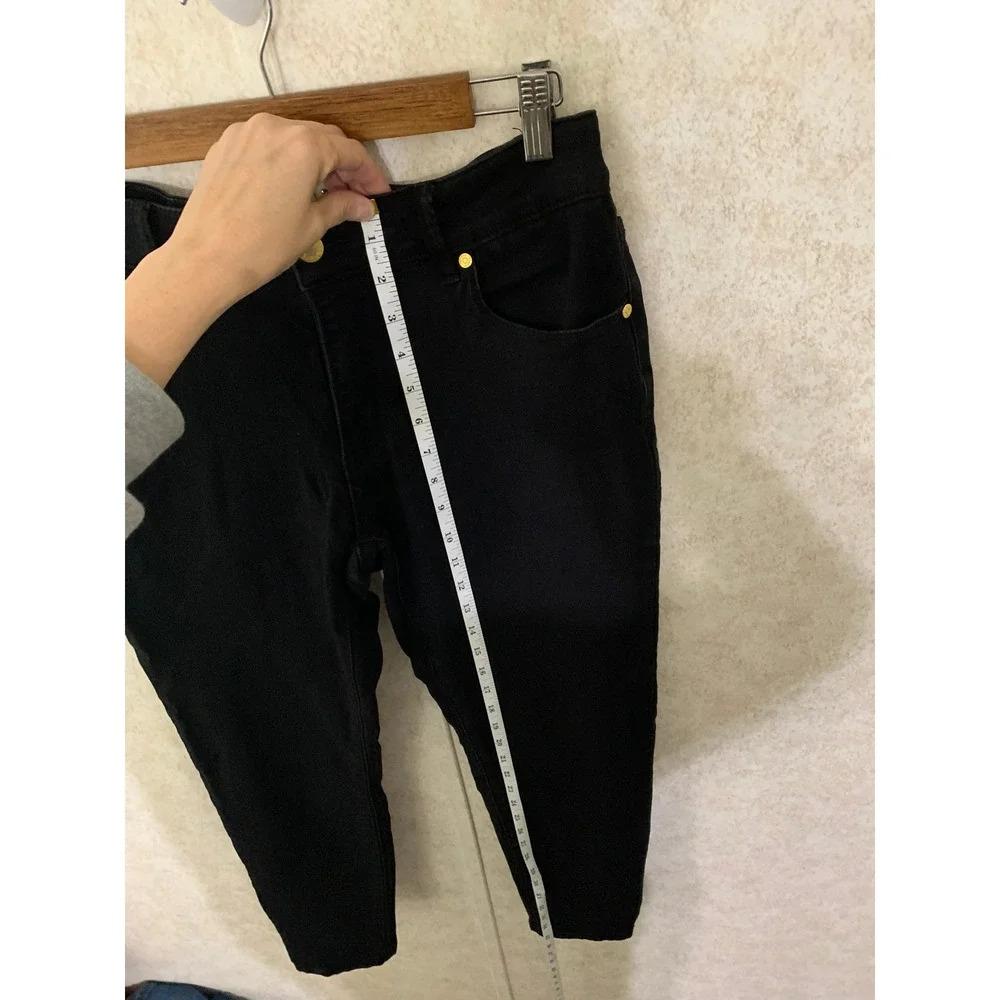Tahari Premium Denim Womens Black Skinny‎ Jeans Gold Hardware Size 10/30 Ankle
